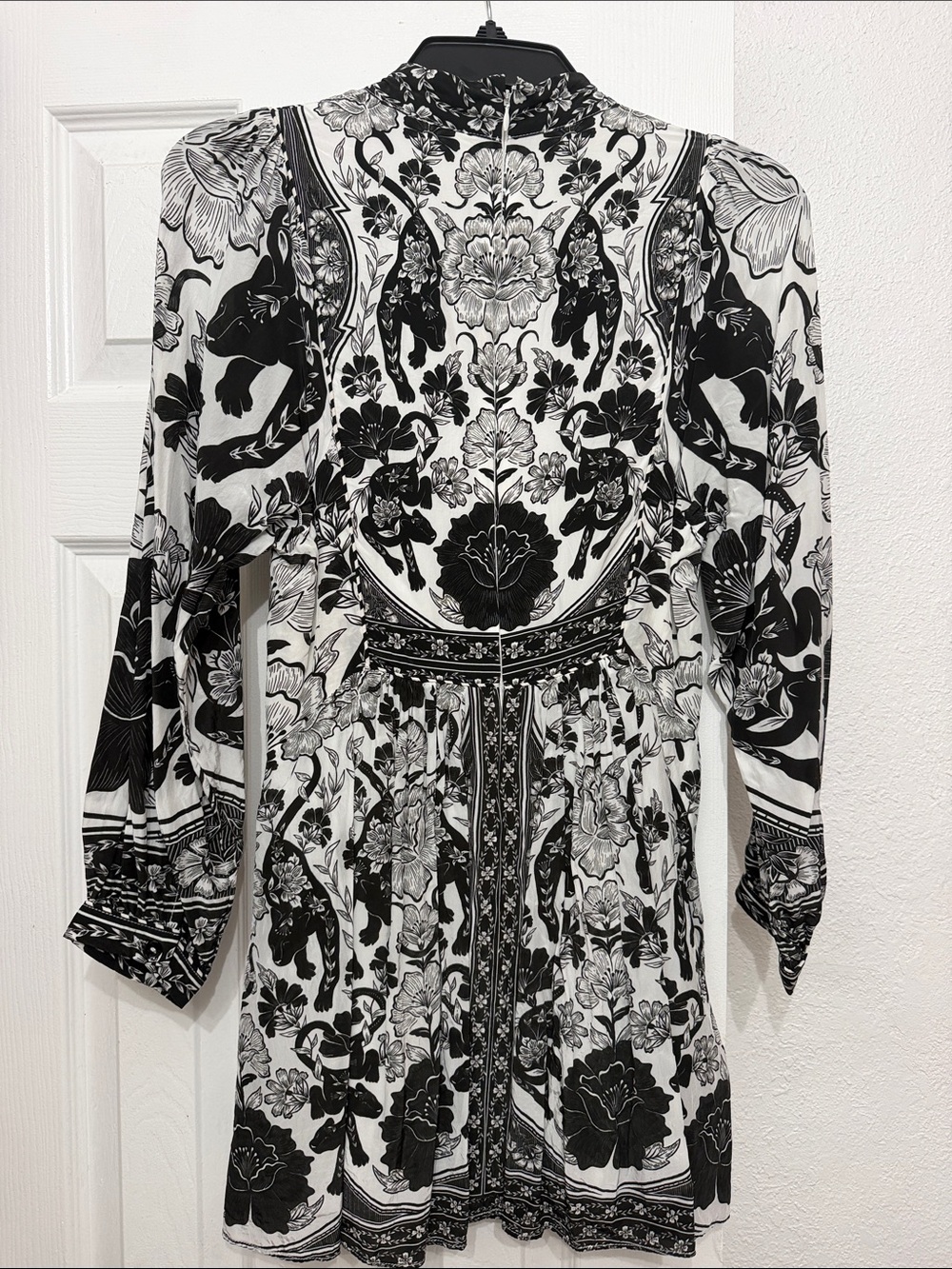 Farm Rio Black & White Long-Sleeve Mini Dress - Picture 2 of 6
